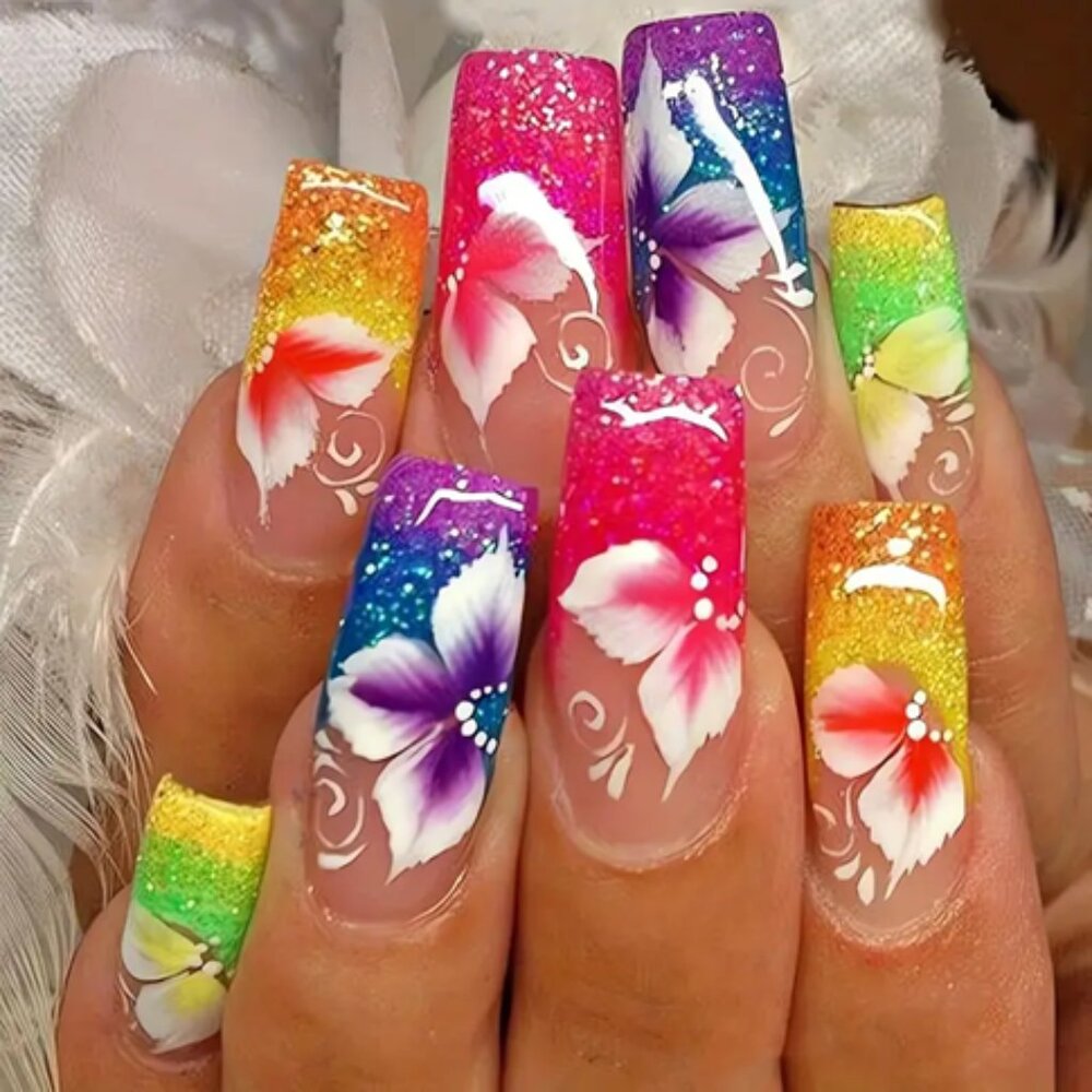 Bloom Beautifully 🌸 Floral Nail Art Press-Ons (24 Nails)